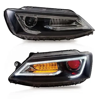 Customized LED Headlights With DEMON EYES Sequential Turn For 12-18 JETTA MK6 • $428.99
