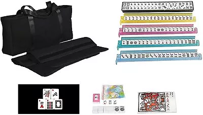 American Mahjong Set 166 Tiles 4 Colors Pushers/Racks Mah Jongg Set Blk Soft Bag • $52.99