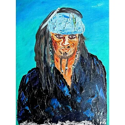 Captain Jack Sparrow Oil Painting 9in X 12in Canvas Pad Original Not A Print • £62.35