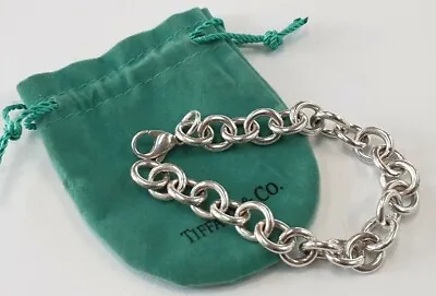Tiffany & Co. 10 Mm Round Link Heavy Chain Bracelet 925 Sterling Silver 7.75” • $298.78