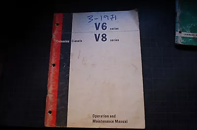 CUMMINS V8 V6 DEISEL ENGINE Owner Operator Maintenance Manual Book TRUCK 1971 • $14