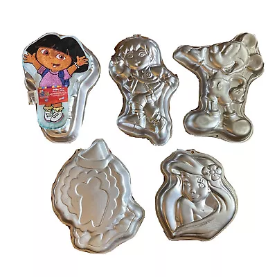 Wilton Character Cake Baking Pan Lot 5 Big Bird Dora Deiago Mickey Ariel Disney • $50.70