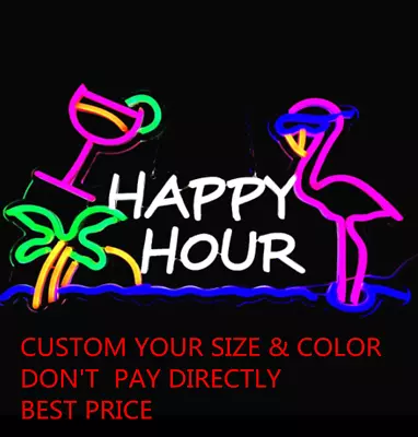 $350 • Buy Custom Neon Sign HAPPY HOUR LED Night Light Home BAR KTV Party Home Wall Decor