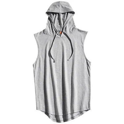 Men Sleeveless Hooded Vest Tank Top Sportswear Sweatshirt Hoody Running Fitness • $21.79