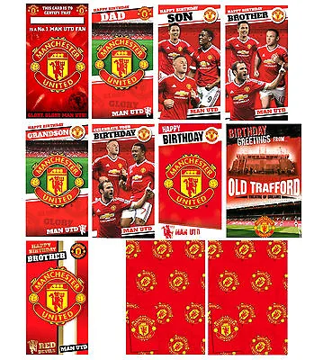 Official MANCHESTER UNITED FOOTBALL Birthday Cards Brother Dad Other+ Gift Wrap • £5.95