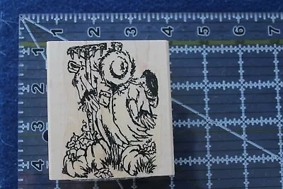 NEW 1999 Mounted Stampin Up Wood Rubber Stamp SCARECROW HARVEST FALL B • $6