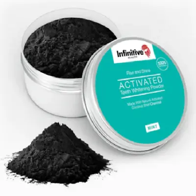 Natural Activated Charcoal Teeth Whitening Powder Paste Mint & Coconut Shell 50g • £4.19