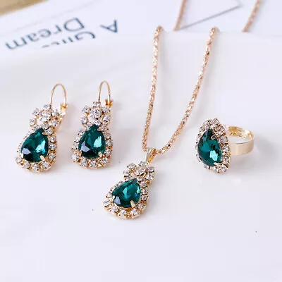 Gorgeous 925 Silver Oval Pendant Earring Necklace Ring Women Jewelry Set • $2.92