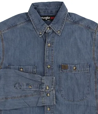 Men's Wrangler  Riggs Workwear Shirt Twill Long Sleeve Two-Pocket Button Collar • $24.99