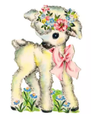 Vintage Image Retro Shabby Nursery Lamb Pink Bow Furniture Transfer Decals AN784 • $12.99