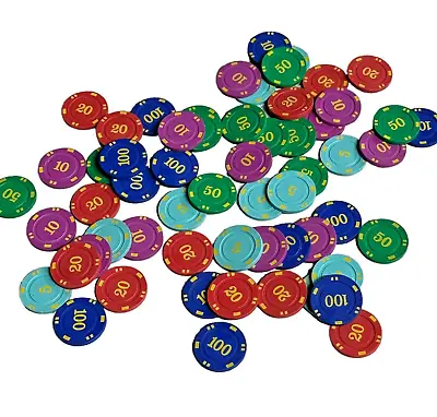 Poker Chips Miniature 1” Realistic Clay Type Cake Topper Casino Party LOT OF 59 • $12