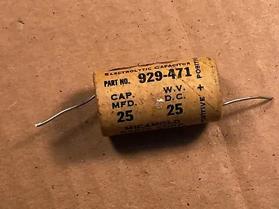 Vintage Micamold Paper Capacitor 25 Uf 25v Axial Tube Amp Cap 1955 • $10