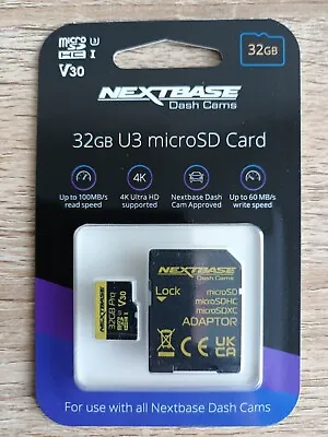 Genuine Nextbase 32gb U3 Micro Sd Card For Nextbase Dash Cam Camera  Brand New • £19.50