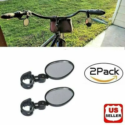 2x Mountain Glass Mirror Adjustable Fits Hybrid MTB Recumbent Bike Urban Bicycle • $5.98