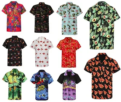 Hawaiian Shirt Mens Palm Tree Beach Holiday Parrot Fancy Dress Stag Party Loud • £10.99