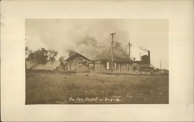 Chanute KS? Missouri Pacific RR Train Depot On Fire 9/6/12 Real Photo Postcard • $24.99