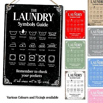 £7.89 • Buy Metal Wall Sign - Laundry Symbols Guide Machine Wash Iron Tumble Gift Plaque