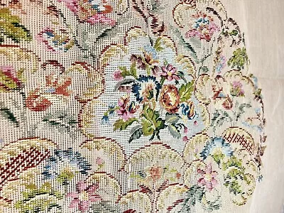 Vintage Unfinished Needlework Floral Tapestry. #1. • £19.50