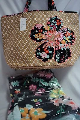 VERA BRADLEY TANGERINE TWIST Straw Beach Tote AND Beach Towel NWT  • $75.95