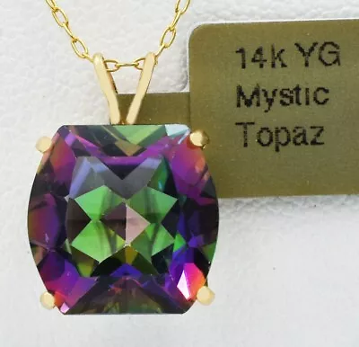 MYSTIC TOPAZ 5.84 Cts  PENDANT 14K YELLOW GOLD - New With Tag • $0.99