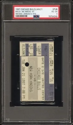 1997 PSA VG-EX 4 Chicago Bulls Jan 21 Jordan 51 Pts Ticket Stub • $129.95