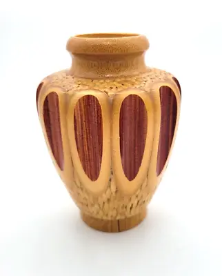 Vintage Lacquered Wooden Bamboo Vase  • $7