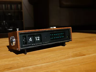 Sony Flip Clock Alarm Vintage Radio Teak Danish Style Restored • $248