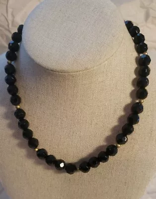 NEW 17in Black Gold Beaded Necklace Evening Career Upcycled Jewelry Design NWOT  • $14.99