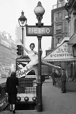 Vintage Travel Moulin Rouge Ballet France Paris B & W Poster 24x36 • $25