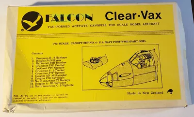 Falcon Clear-Vax #4 US Navy Post WWII Part 1 1/72 Vacuform Canopy Set • $17.99