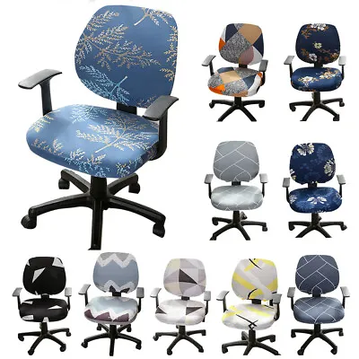 Split Computer Office Chair Covers Slipcover Stretch Desk Task Rotat Seat Cover • $16.45