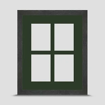 Grey Photo Frame 10x8 Inch Inc GREEN Mount For Four 3.5x2.5 ACEO ART PRINT • £18.45