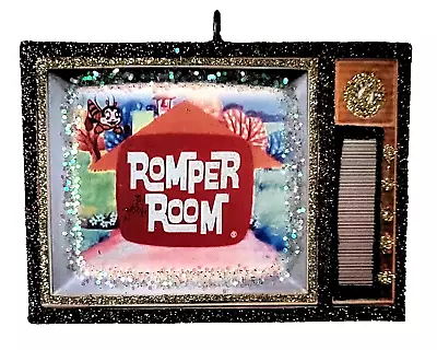 RETRO TELEVISION W/ ROMPER ROOM  OPENING *Glitter CHRISTMAS ORNAMENT * Vtg Img • $10.50