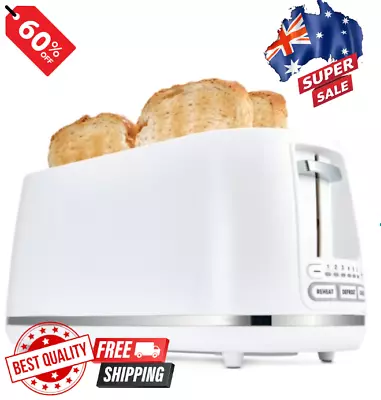 $33.92 • Buy 4-Slice Long Slot Electric Toaster Toasted Defrost Reheat Kitchen White