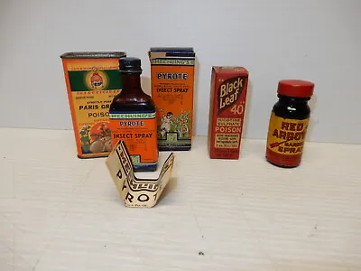 ASST. VINTAGE ADVERTISING BOTTLES 1930s INSECT SPRAY POISONS  • $29.99