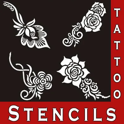 Stencils Glitter Mehndi Henna Template Hand Flowers Temporary Tattoo Body Art • £2.89