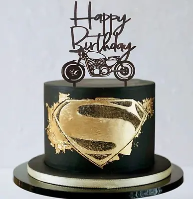Motorcycle Happy Birthday Cake Topper Bike Chopper Men Anniversary • $20.09