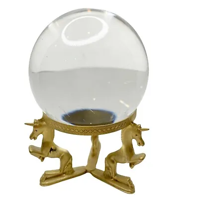 Vintage Crystal Ball Unicorn Stand Heavy Sphere Orb Fortune Halloween Seance • $199