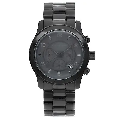 Michael Kors Runway Black Steel Chronograph Black Dial Mens Watch MK8157 • $149