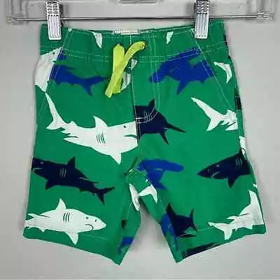 Mini Boden Green Shark Print Swim Trunks 3Y • $24.88