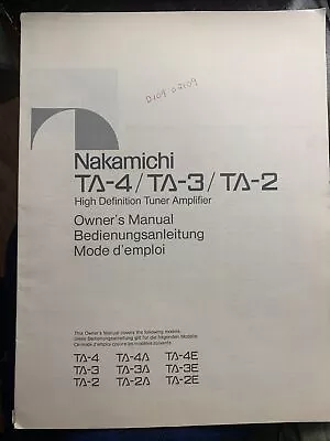 Nakamichi  TA-4/TA-3/TA-2 Owners Manual • $24.75
