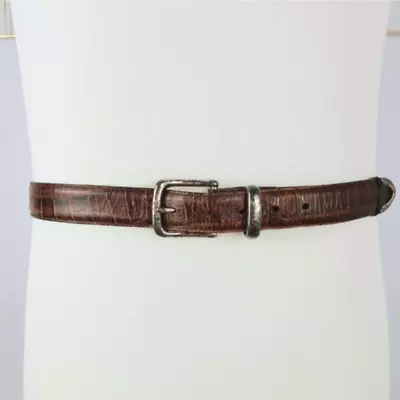 Martin Dingman Mens Belt 40 Alligator Grain Italian Calfskin Brown Distressed • $29