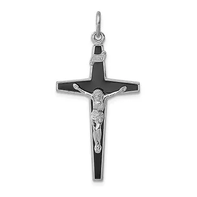 Sterling Silver Enamel INRI Crucifix Charm Jewelry 41mm X 13mm • $40.39