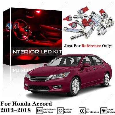 $10.43 • Buy 8x Red Interior LED Light Package Kit For 2013-2015 2016 2017 2018 Honda Accord