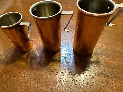 Set Of 3 Vintage Copper Measuring Cups 1 3/4 1/2 • $10