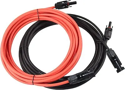 1 Pair Black+Red Solar Panel Extension Cable Wire Solar Connectors 10 AWG Gauge • £7.59
