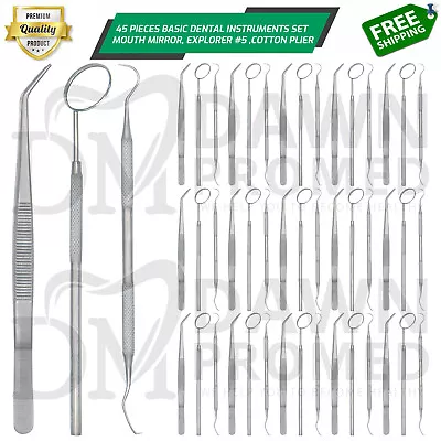 45 Basic Dental Instruments Set Tweezer Explorer Mirror Plier German Grade • $29.90