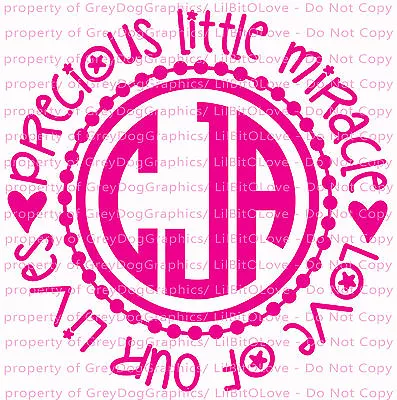 12  Precious Little Miracle Monogram Wall Baby Decal Infant Sticker Nursery • $9.95