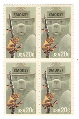 Smokey The Bear 39 Year Old Mint Vintage US Postage Stamp Block From 1984 • $4.99