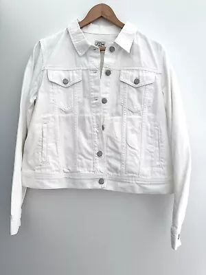 J CREW Women’s Classic Button Pockets White Denim Jacket XL  • $34